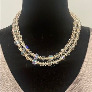 Elegant Crystal Beaded Necklace vintage two strand